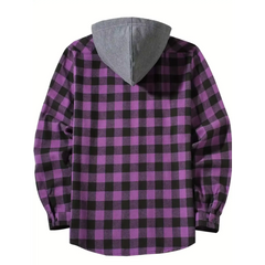 Plaid Hooded Sweatshirt – Casual Zip-Up Hoodie Jacket