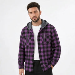 Plaid Hooded Sweatshirt – Casual Zip-Up Hoodie Jacket