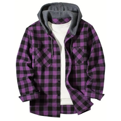 Plaid Hooded Sweatshirt – Casual Zip-Up Hoodie Jacket