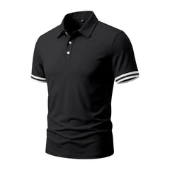 Color-Block Sporty Polo Shirt – Loose-Fit Short Sleeve Casual Tee