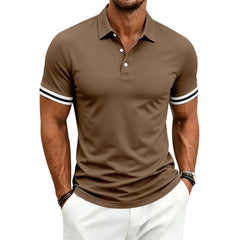 Color-Block Sporty Polo Shirt – Loose-Fit Short Sleeve Casual Tee