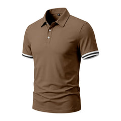 Color-Block Sporty Polo Shirt – Loose-Fit Short Sleeve Casual Tee