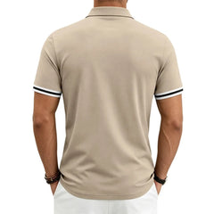 Color-Block Sporty Polo Shirt – Loose-Fit Short Sleeve Casual Tee