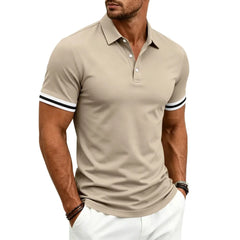 Color-Block Sporty Polo Shirt – Loose-Fit Short Sleeve Casual Tee