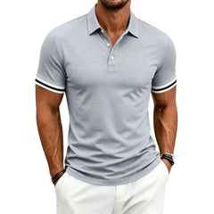 Color-Block Sporty Polo Shirt – Loose-Fit Short Sleeve Casual Tee