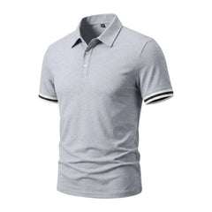 Color-Block Sporty Polo Shirt – Loose-Fit Short Sleeve Casual Tee