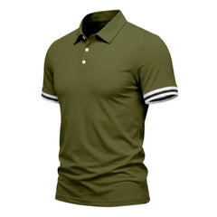 Color-Block Sporty Polo Shirt – Loose-Fit Short Sleeve Casual Tee