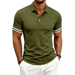 Color-Block Sporty Polo Shirt – Loose-Fit Short Sleeve Casual Tee