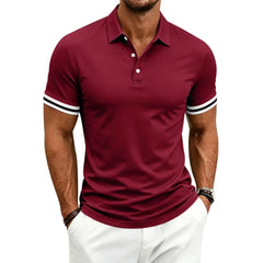 Color-Block Sporty Polo Shirt – Loose-Fit Short Sleeve Casual Tee