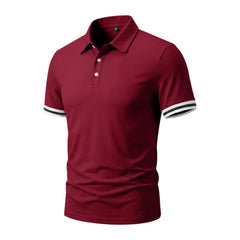 Color-Block Sporty Polo Shirt – Loose-Fit Short Sleeve Casual Tee