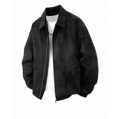 American Retro Lapel Jacket – Loose-Fit PU Leather Coat