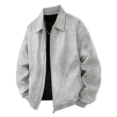 American Retro Lapel Jacket – Loose-Fit PU Leather Coat