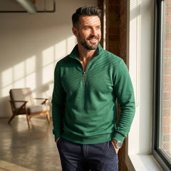 Quarter Zip Mock Neck Sweater | Slim Fit Lightweight Knit