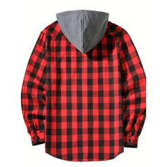 Plaid Hooded Sweatshirt – Casual Zip-Up Hoodie Jacket