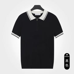Color Block Knit Polo Shirt | Slim Fit Lapel Collar