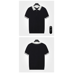 Color Block Knit Polo Shirt | Slim Fit Lapel Collar
