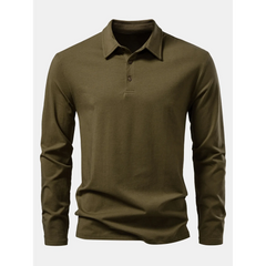 Solid Long Sleeve Cotton Polo Shirt | Classic Smart Casual Polo