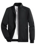 Men's Spring and Autumn Thin Casual Jacket Solid Color Stand Collar Cardigan Jacket Men's Outdoor Sports Casual Versatile Top in Black
