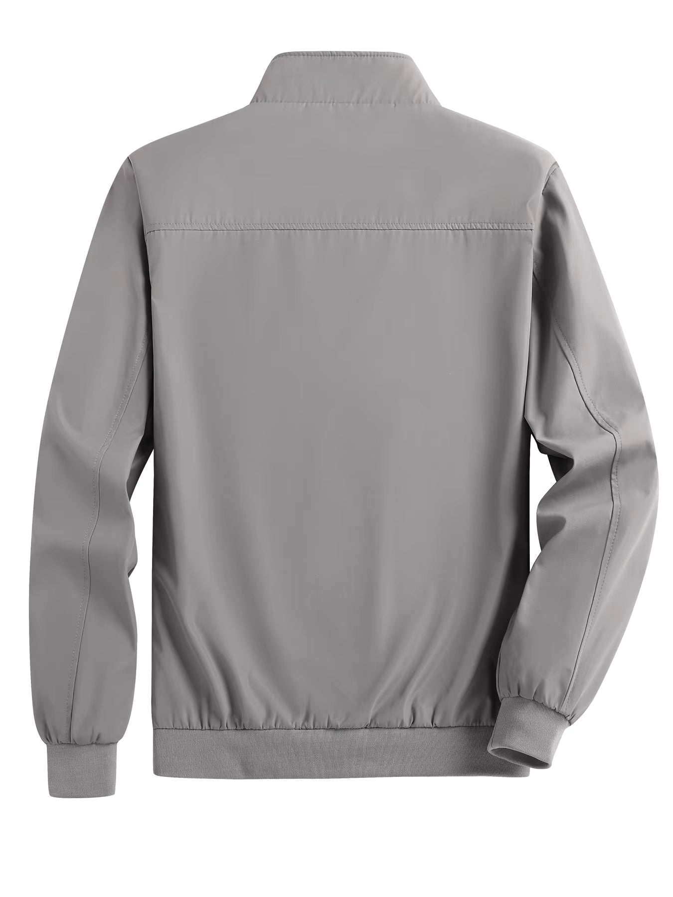 Men's Spring and Autumn Thin Casual Jacket Solid Color Stand Collar Cardigan Jacket Men's Outdoor Sports Casual Versatile Top in Gray