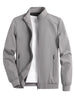 Men's Spring and Autumn Thin Casual Jacket Solid Color Stand Collar Cardigan Jacket Men's Outdoor Sports Casual Versatile Top in Gray