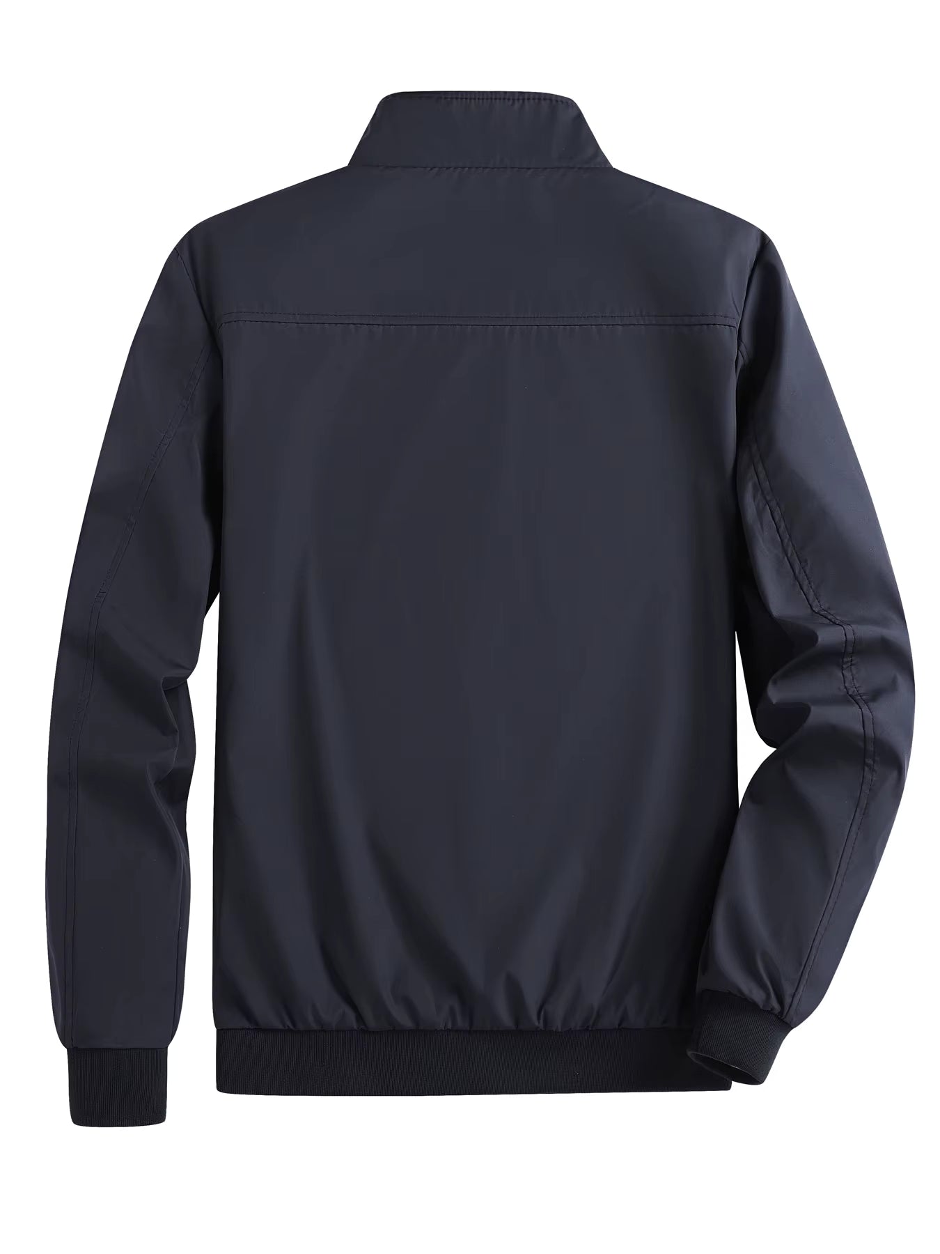 Men's Spring and Autumn Thin Casual Jacket Solid Color Stand Collar Cardigan Jacket Men's Outdoor Sports Casual Versatile Top in Navy Blue