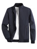 Men's Spring and Autumn Thin Casual Jacket Solid Color Stand Collar Cardigan Jacket Men's Outdoor Sports Casual Versatile Top in Navy Blue