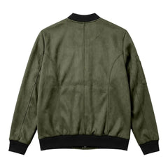 Suede-Blend Stand Collar Jacket – Sporty Casual Button-Up Coat