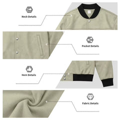 Suede-Blend Stand Collar Jacket – Sporty Casual Button-Up Coat