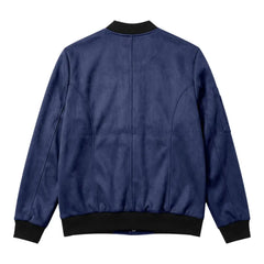 Suede-Blend Stand Collar Jacket – Sporty Casual Button-Up Coat