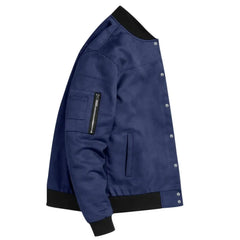 Suede-Blend Stand Collar Jacket – Sporty Casual Button-Up Coat