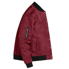 Suede-Blend Stand Collar Jacket – Sporty Casual Button-Up Coat