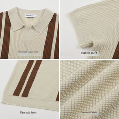 Striped Knit Polo Shirt | Slim Fit Short Sleeve Polo