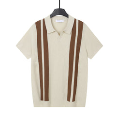 Striped Knit Polo Shirt | Slim Fit Short Sleeve Polo
