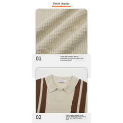 Striped Knit Polo Shirt | Slim Fit Short Sleeve Polo