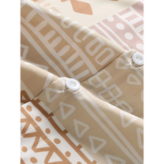 Tribal Geometric Patchwork Button Up Shirt & Swim Shorts - 2 Piece Summer Outfit