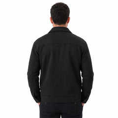 MannerCo black slim fit thickened jacket back view with straight hem and button cuffs