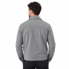 MannerCo slim fit thickened zipper jacket in dark gray back view on male model
