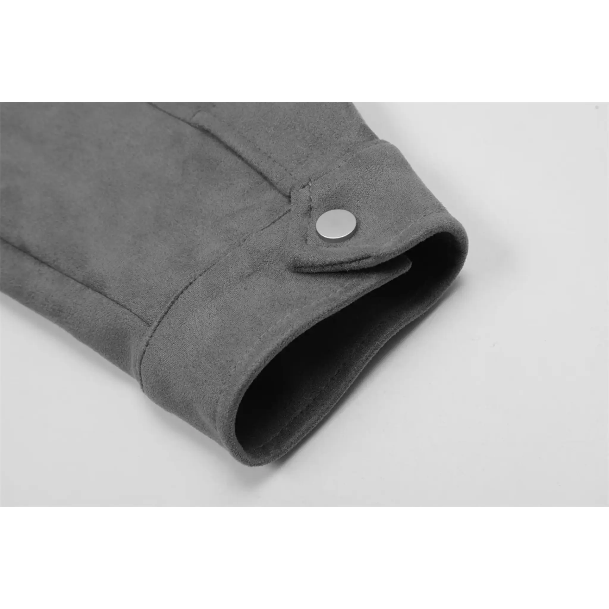 MannerCo dark gray thickened jacket sleeve cuff with silver snap button detail