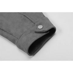 MannerCo dark gray thickened jacket sleeve cuff with silver snap button detail