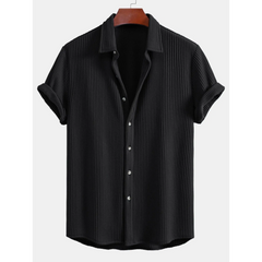 Waffle Button Up Shirt & Straight Leg Linen Pants - 2 Piece Summer Outfit