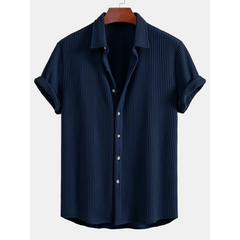 Waffle Button Up Shirt & Straight Leg Linen Pants - 2 Piece Summer Outfit