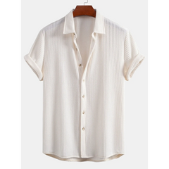Waffle Button Up Shirt & Straight Leg Linen Pants - 2 Piece Summer Outfit