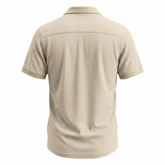 Color Block Waffle Knit Shirt - Short Sleeve Loose Fit Casual Shirt