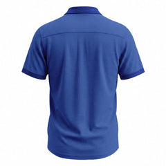 Color Block Waffle Knit Shirt - Short Sleeve Loose Fit Casual Shirt