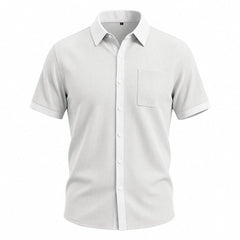 Color Block Waffle Knit Shirt - Short Sleeve Loose Fit Casual Shirt