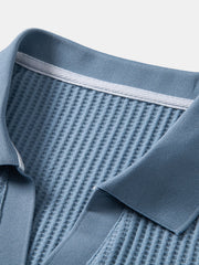 Waffle Johnny Collar Polo & Slim Fit Tapered Pants Set - 2 Piece Smart Casual Outfit