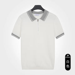 Color Block Knit Polo Shirt | Slim Fit Lapel Collar