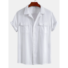 Linen Cuban Collar Shirt & Slim Fit Tapered Trousers Set - 2 Piece Smart Casual Outfit