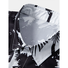 Palm Print Shirt & Striped Swim Shorts Set – Summer Outfit