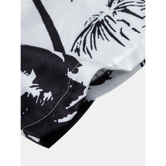Palm Print Shirt & Striped Swim Shorts Set – Summer Outfit